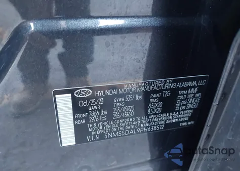 2023 Hyundai Santa Fe Calligraphy from USA, damaged, VIN 5NMS5DAL9PH638512